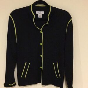 Ming Wang Black Jacket with Contrasting Green S